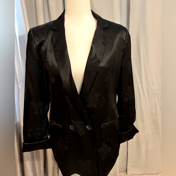 1 State Black Rose Print Blazer - Picture 1 of 8